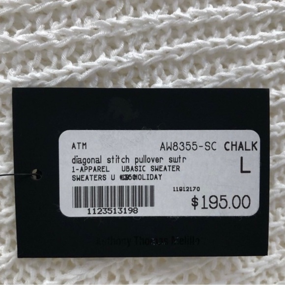 ATM Revolve Diagonal Stitch White Knit Pullover Large - Picture 5 of 11